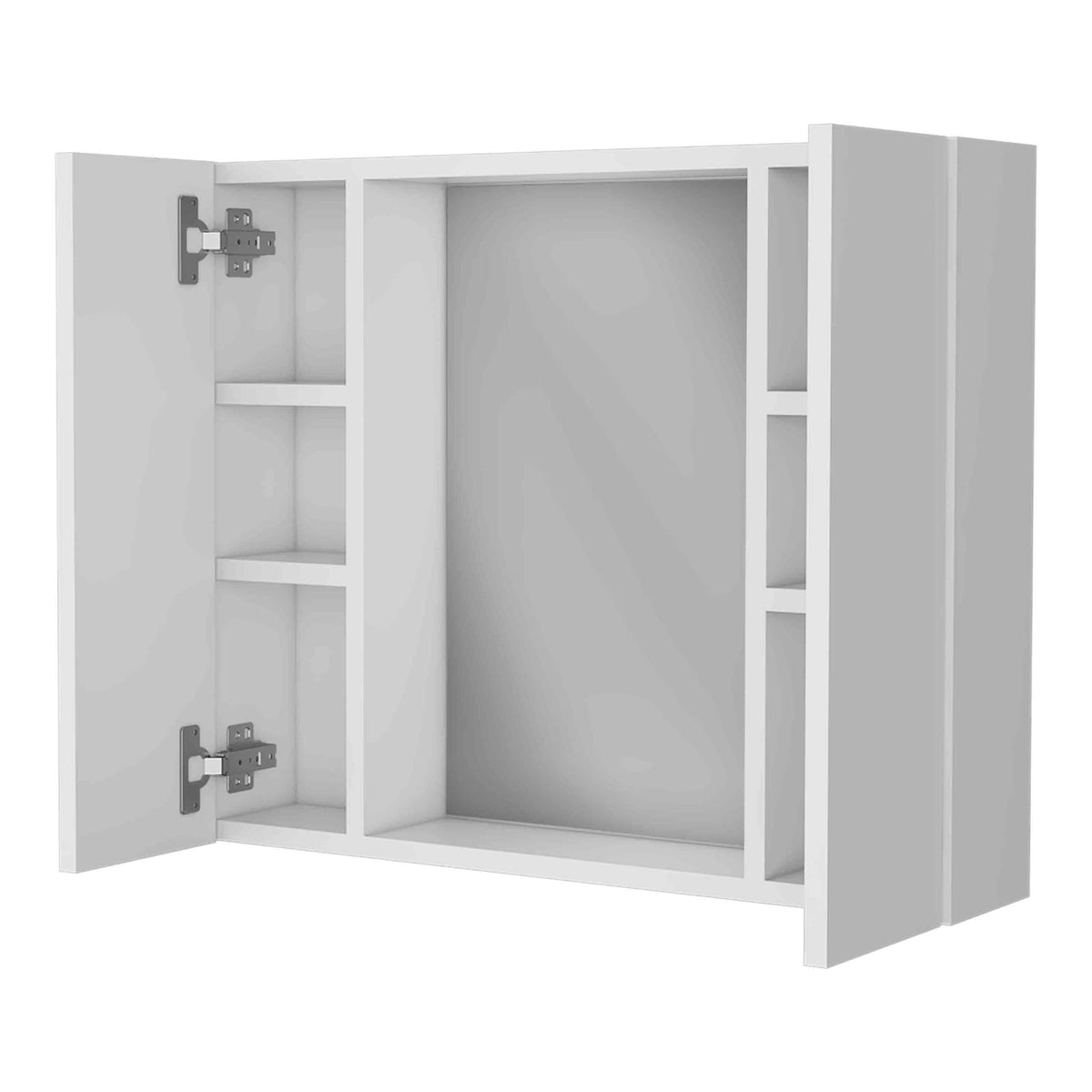 Modern Wall Mounted Bathroom Storage Cabinet in White Engineered Wood
