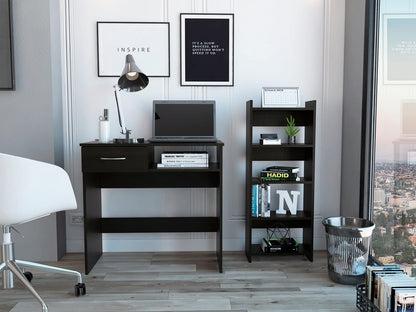 Wenge Computer Desk with 7 Shelves & 1 Drawer