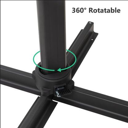 10 Ft Gray Square Patio Umbrella - 360° Rotation & Tilt Adjustment