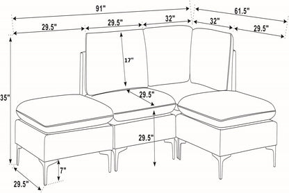 Dark Gray Linen Modular Sectional - 4 Seats for Living Room