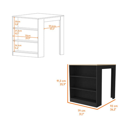 Rectangular Kitchen Island - Multicolor Melamine