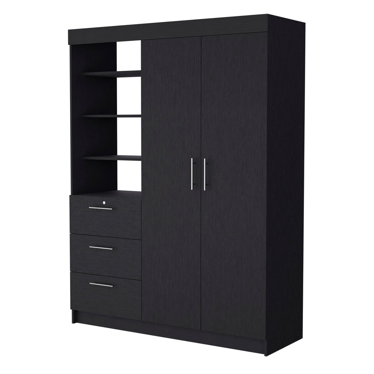 Wenge 3-Drawer Armoire - Bedroom Storage Furniture