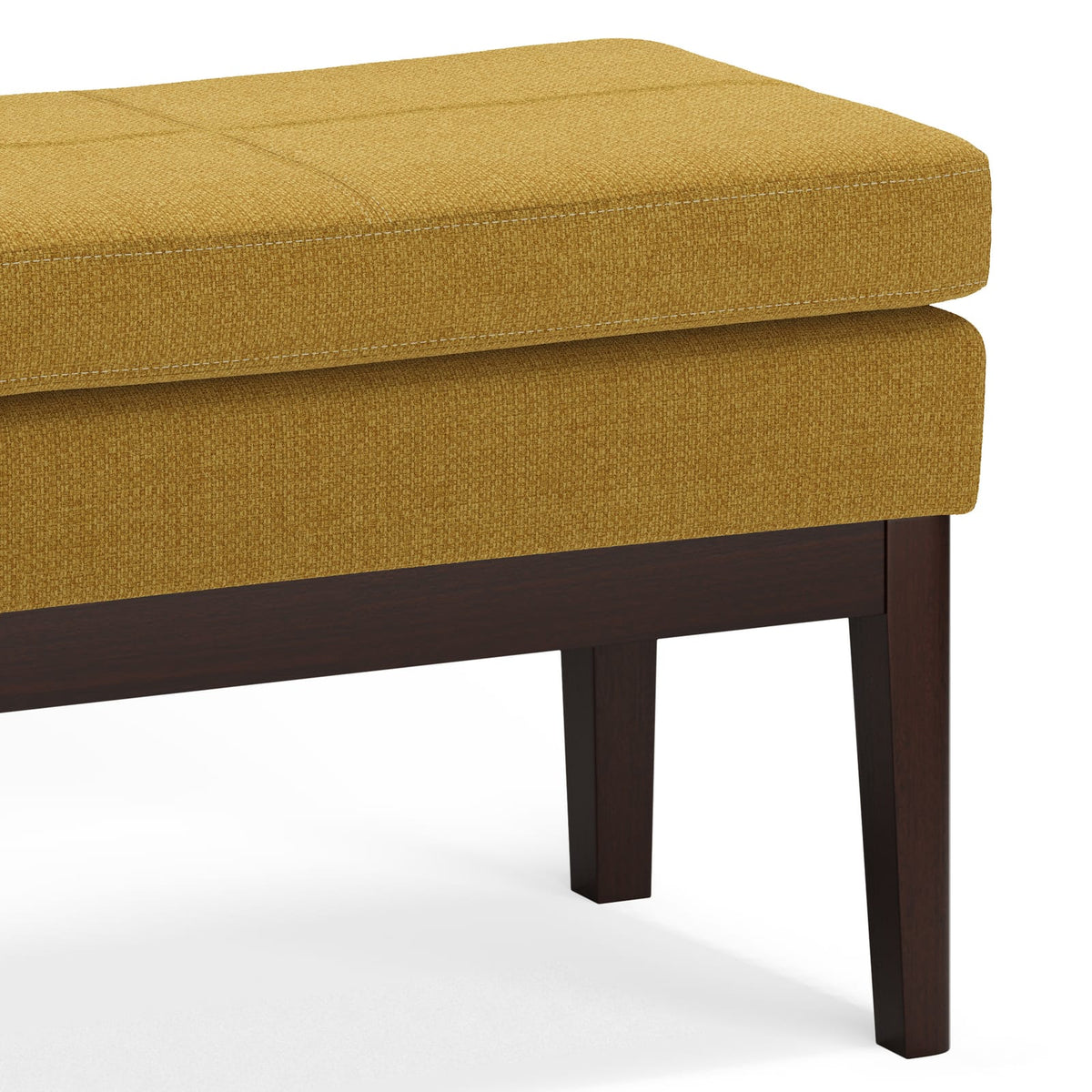 Light Brown Fabric Ottoman - Bedroom Bench