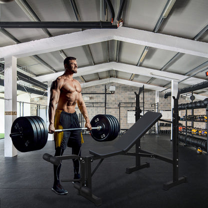 Black Iron Olympic Weight Bench - Adjustable & Foldable