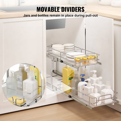 Durable Silver Iron Under Sink Cabinet Organizer Shelf for Storage