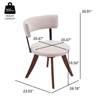 Beige Walnut Dining Chairs Set of 2 - Modern Upholstered Chairs