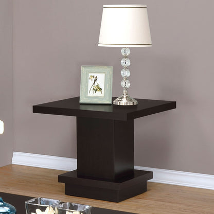 Mbala Cappuccino Square Pedestal End Table - Solid Wood & MDF