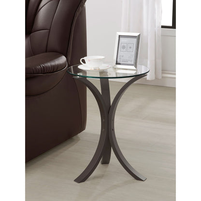 Cappuccino Round Glass Top Side Table for Living Room