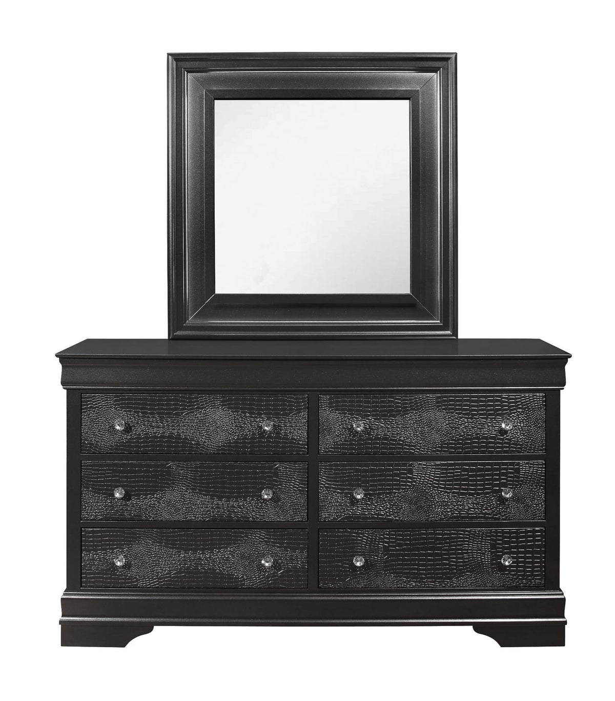SHAKER CROCODILE METALLIC GREY MIRROR - Vanity Mirror with MDF & Glass