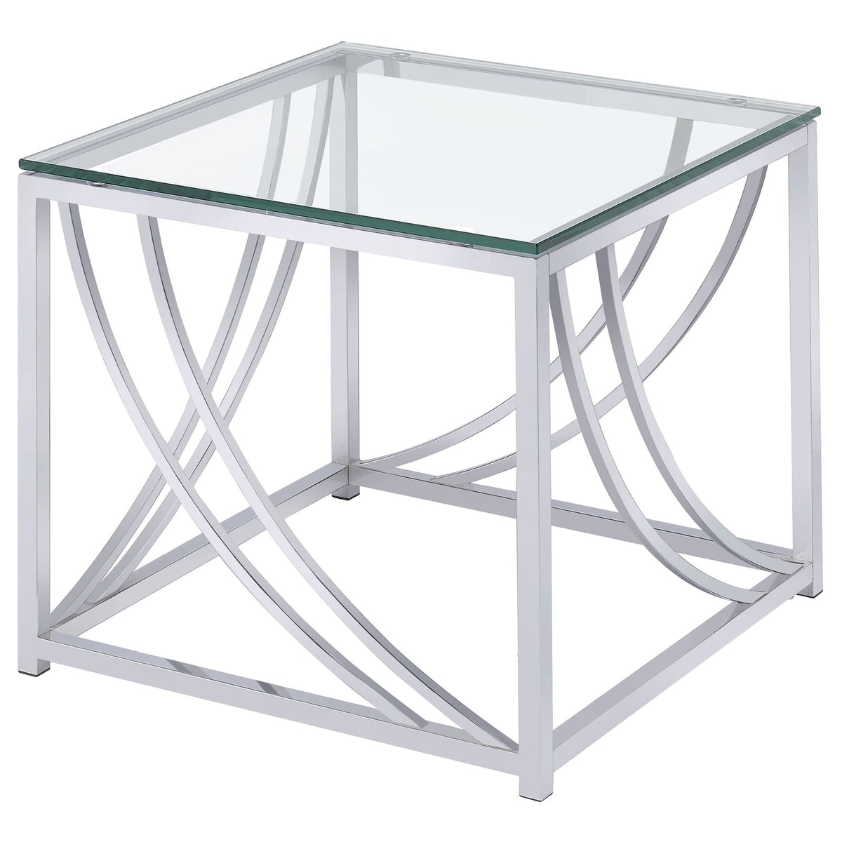 Chrome Glass Square End Table for Primary Living Space for Living Room
