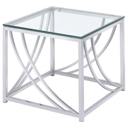 Chrome Glass Square End Table for Primary Living Space for Living Room