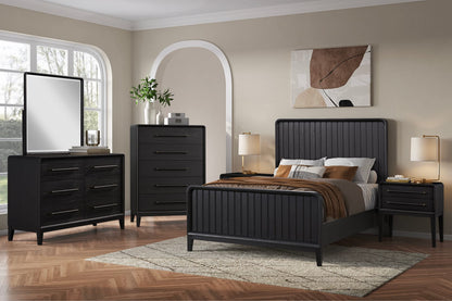 Black Solid Wood Dresser - 54" Wide for Bedroom