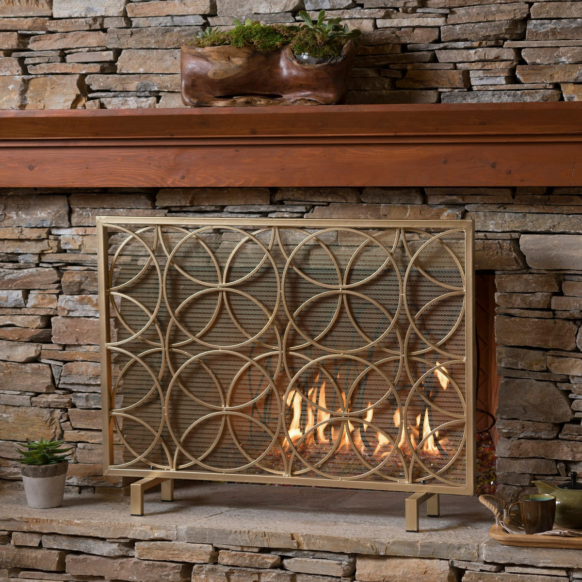 Gold Iron Fire Screen - Outdoor Garden Shade