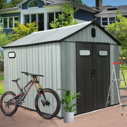 8x10ft Outdoor Resin Storage Shed - Waterproof & Secure