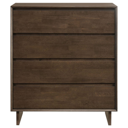 Dark Brown 4-Drawer Chest - Compact Storage for Bedroom