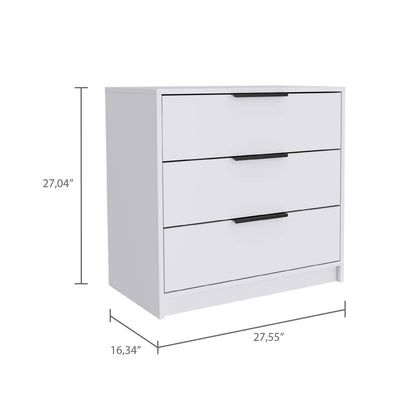 3-Drawer White Dresser - Bedroom Storage
