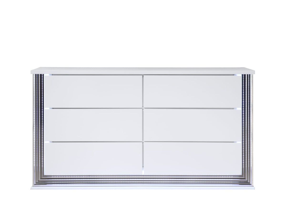 White Modern Bedroom Dresser 61" Wide