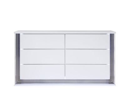 White Modern Bedroom Dresser 61" Wide