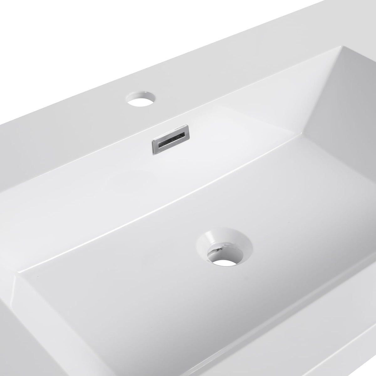 48" Gloss White Resin Bathroom Sink - Durable & Modern