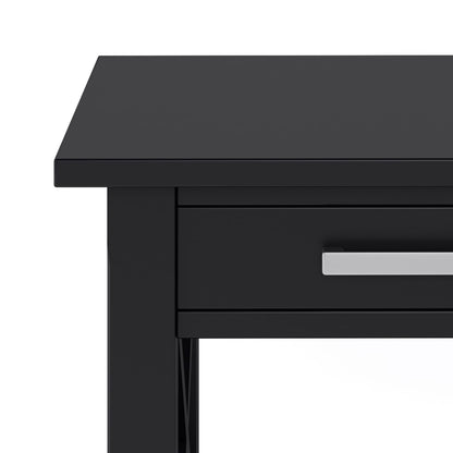 Black Wood End Table with Drawer for Bedroom Storage for Living Room