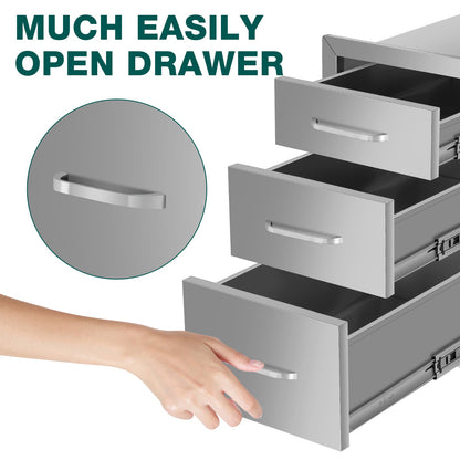 14x20 Stainless Steel Outdoor Drawer Cabinets - Silver