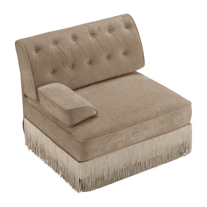 Camel Velvet Modular Sofa - 1 Seat, Plush Comfort for Living Room