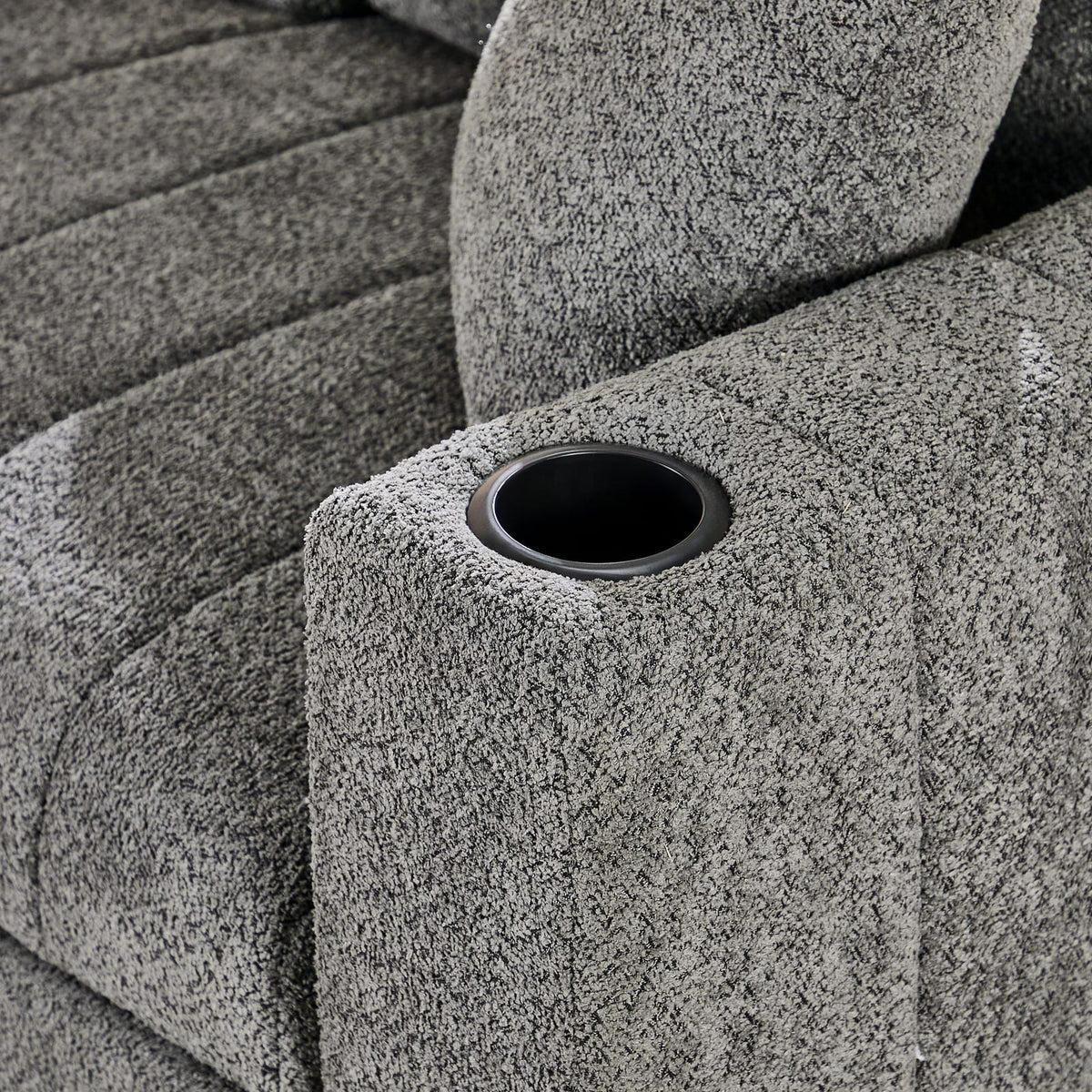 Gray Boucle 3 Seat Sectional Sofa with Sleeper