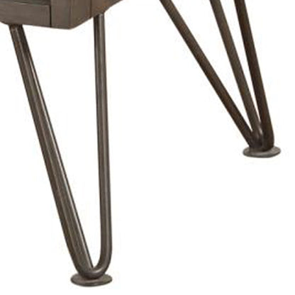 Contemporary Gray Wood Nightstand with Metal Legs - Storage & Style