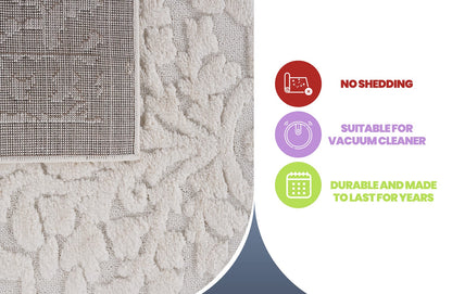 Cream Polypropylene Area Rug - 2' x 3' Geometric Design
