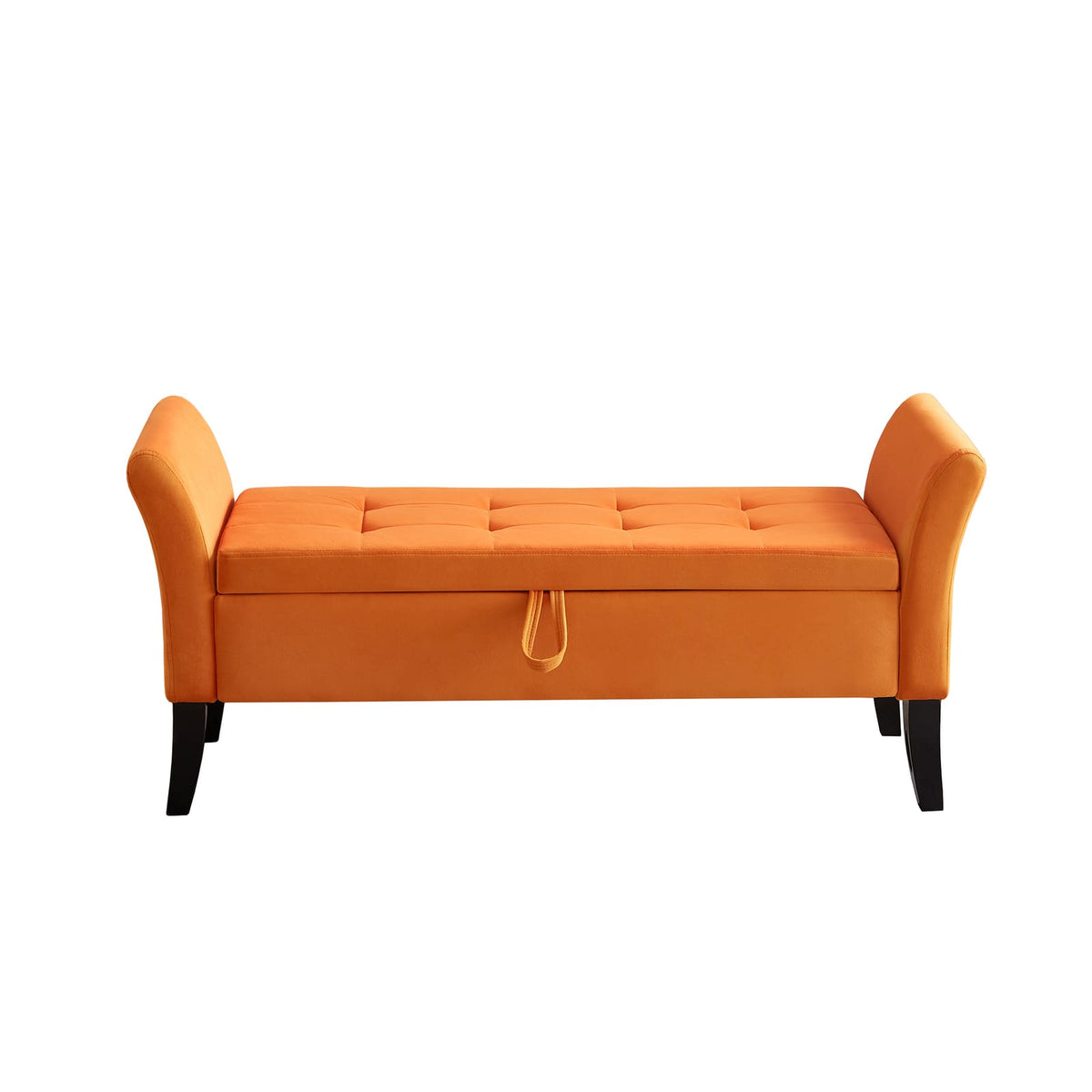 51.5" Orange Velvet Bed Bench with Storage for Bedroom