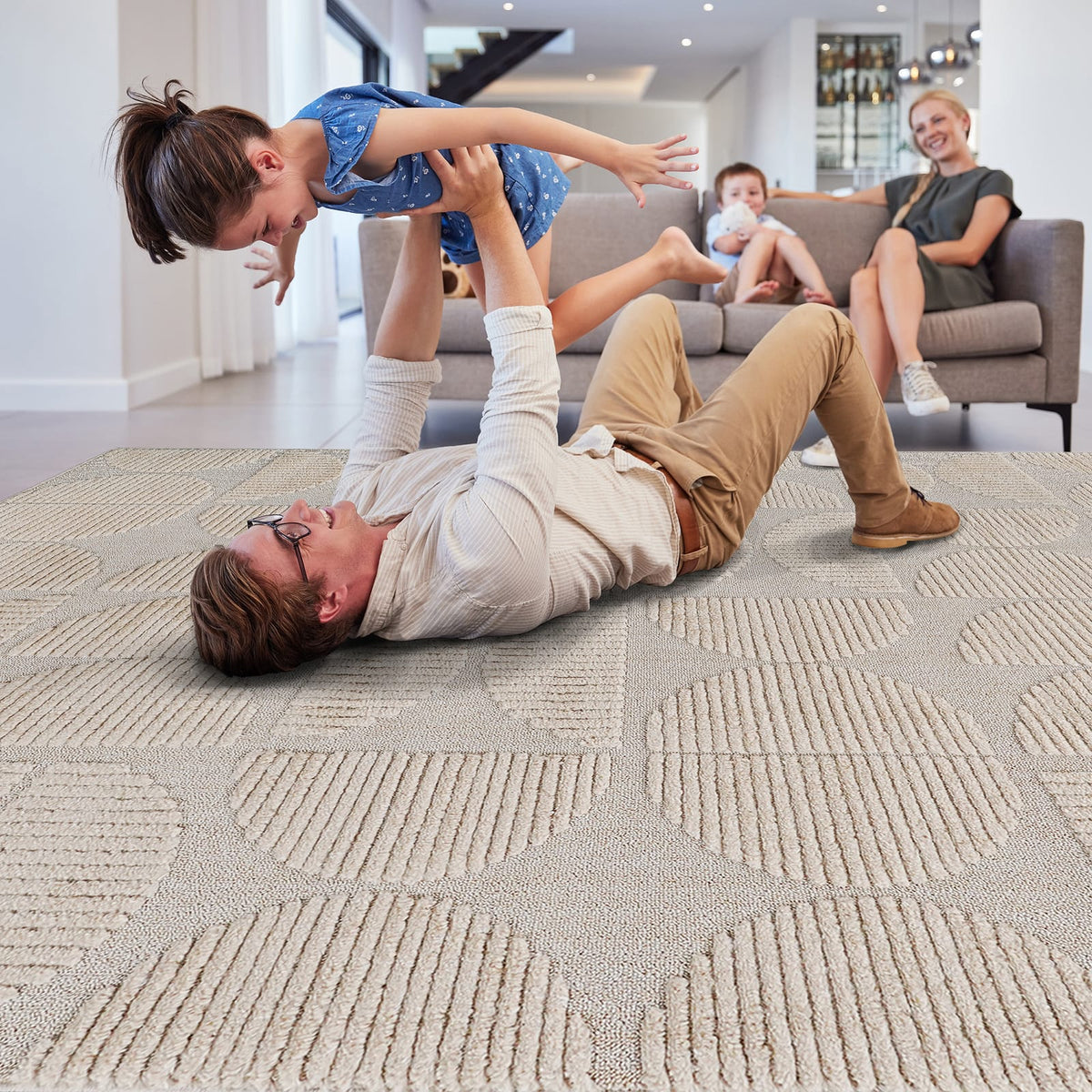 22" x 8 Beige Polypropylene Runner Rug - Modern Bedroom or Hallway