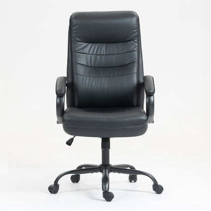 Black PU Office Chair - Adjustable Height Recliner