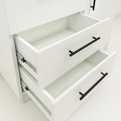 White Wood Dresser - 47" Wide Chest of Drawers for Bedroom