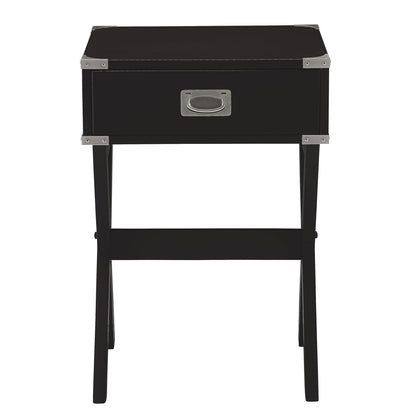 Black Rectangular End Table with Drawers