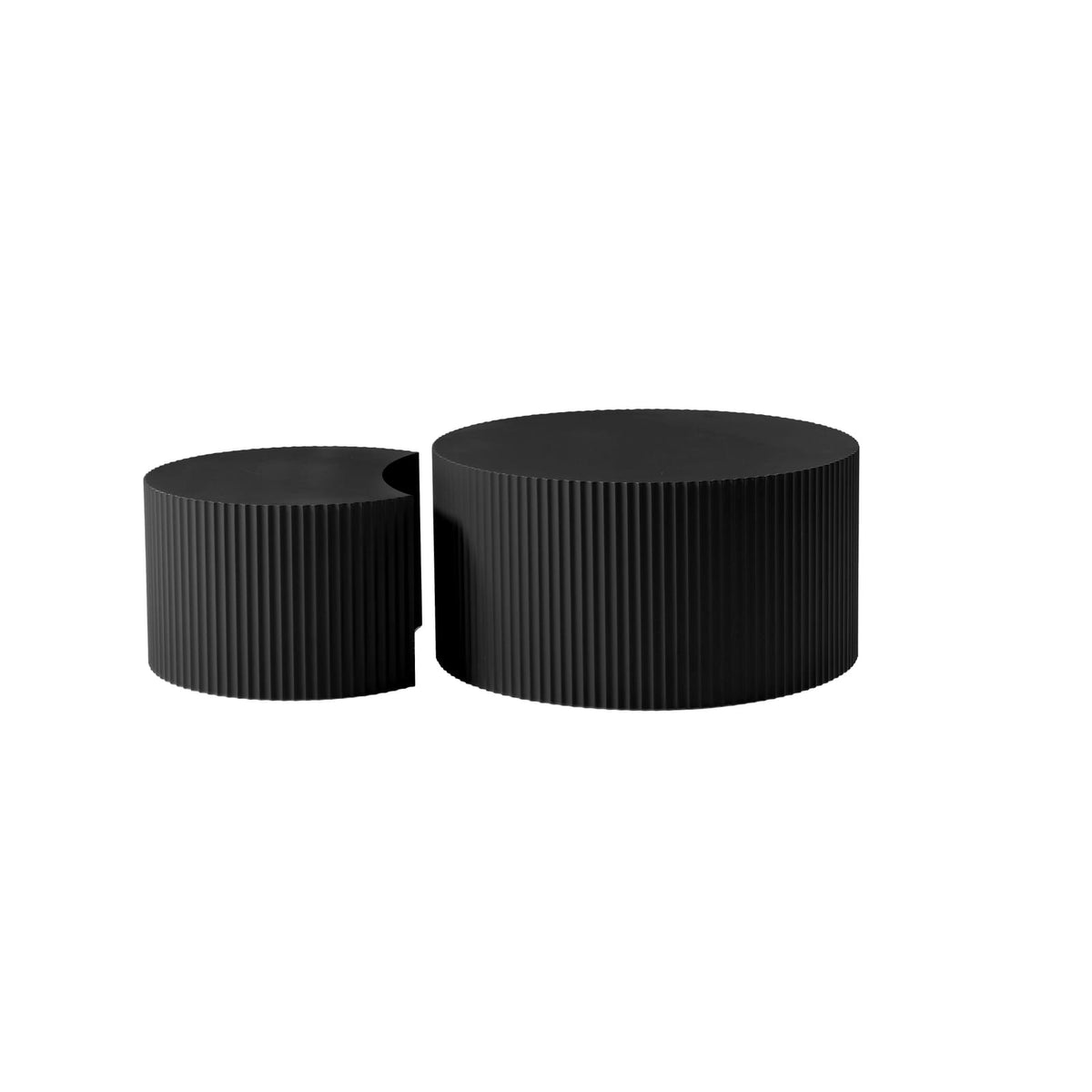 Black Nesting Side Table Set - 2 Round Tables for Living Room