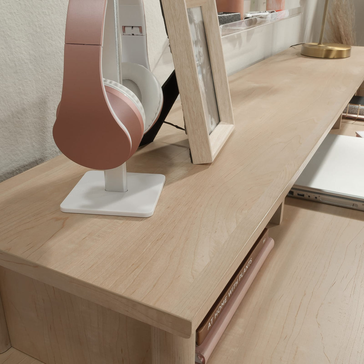 Hutch with Storage Cubbyholes - White Engineered Wood Desk