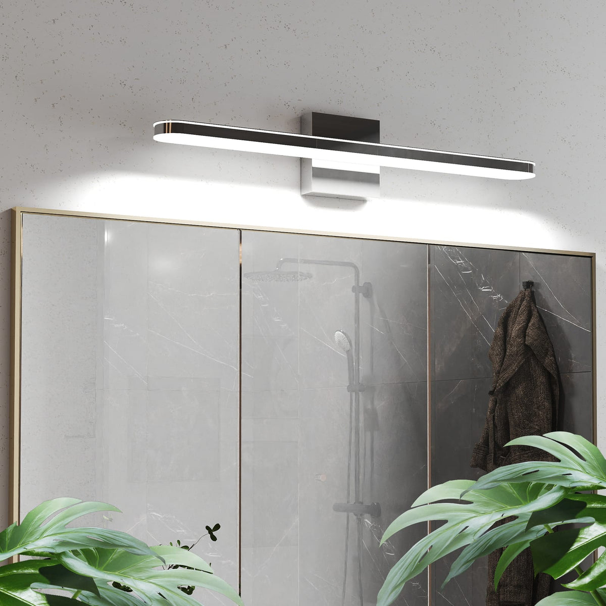 Chrome Dimmable Bathroom Vanity Lights - 24 Inch Modern Sconces