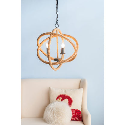 Beige Brown Jute 3-Light Farmhouse Chandelier