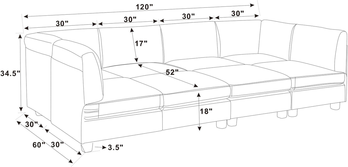 Dark Gray Modular Sectional Sofa - 8 Seat