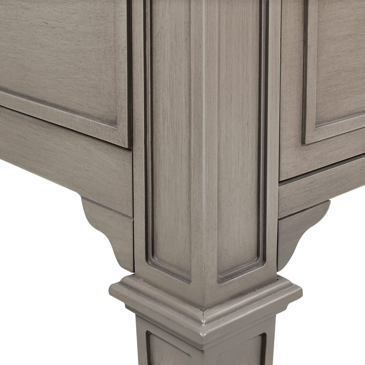 Gray Wood Executive Desk with 5 Drawers