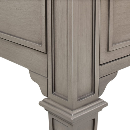 Gray Wood Executive Desk with 5 Drawers