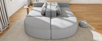 U-Shaped Grey Sectional Sofa - 6 Seat Family Living Room