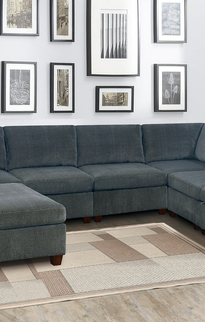 Gray Chenille Modular Sectional Living Room Couch Set