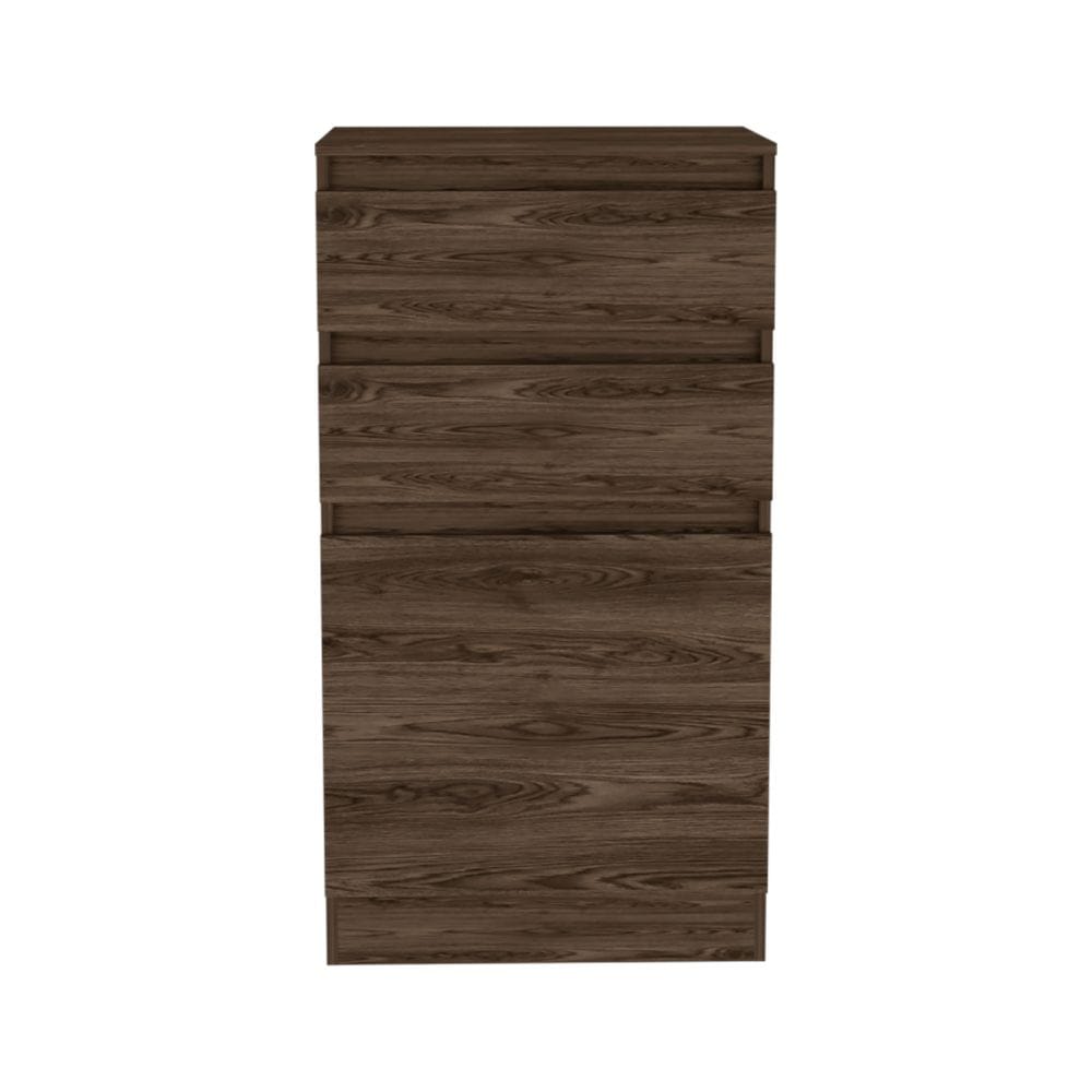 Brown Particle Board Dresser with Mirror and Storage, 43.60"H for Bedroom