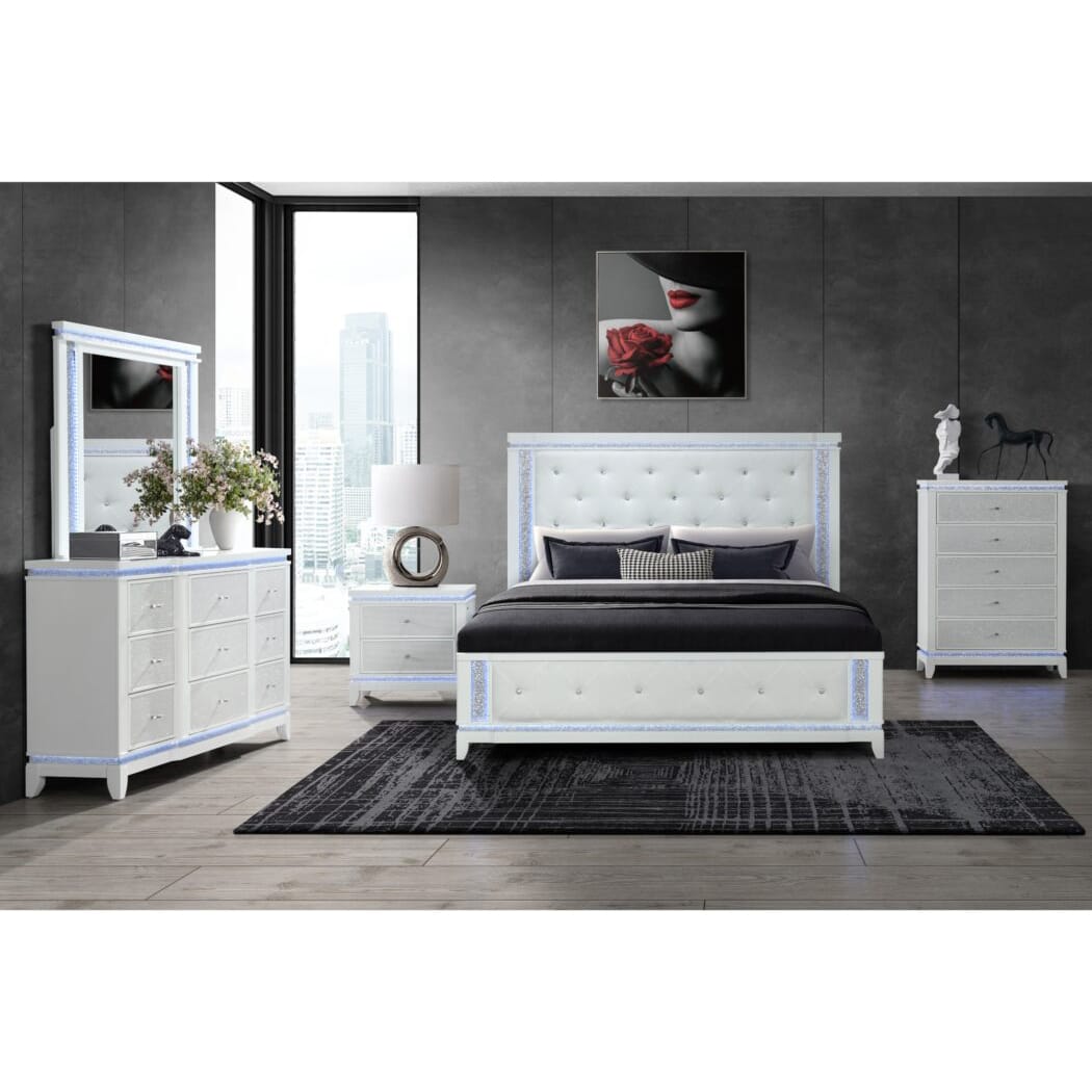White LED Vanity Mirror - Attaches to Dresser