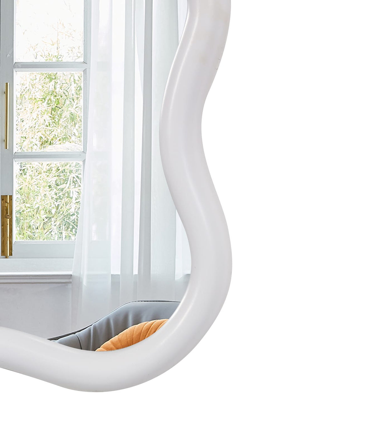 Solid Wood Wavy Rectangle Mirror - Natural Wood 40" x 28"