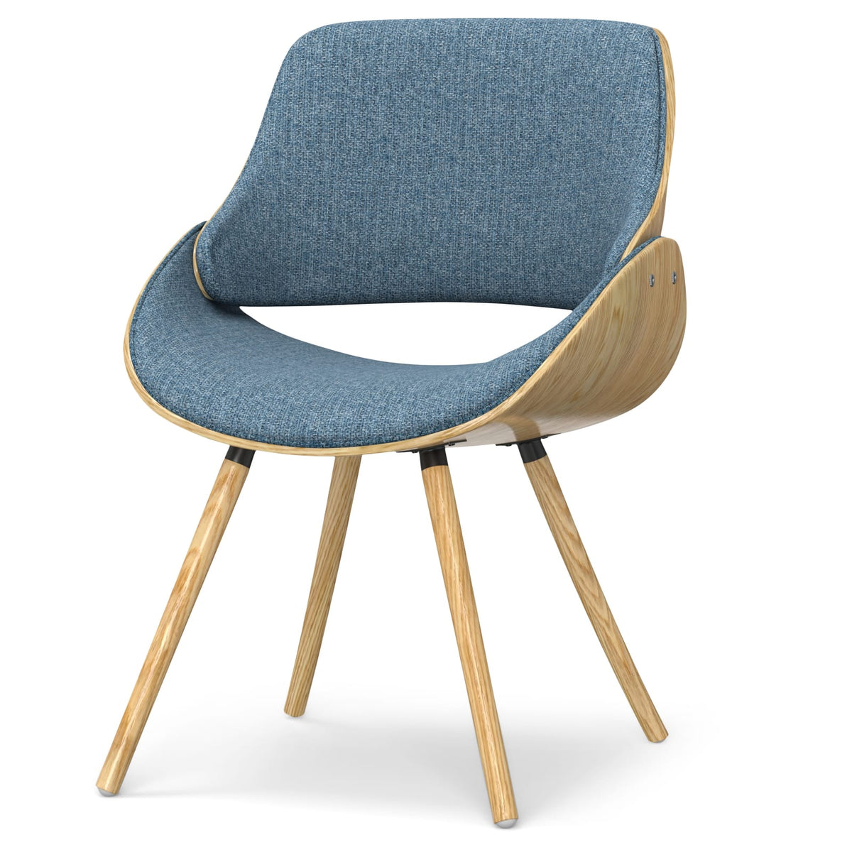 Blue Denim Wood Dining Chair - Mid Century Style
