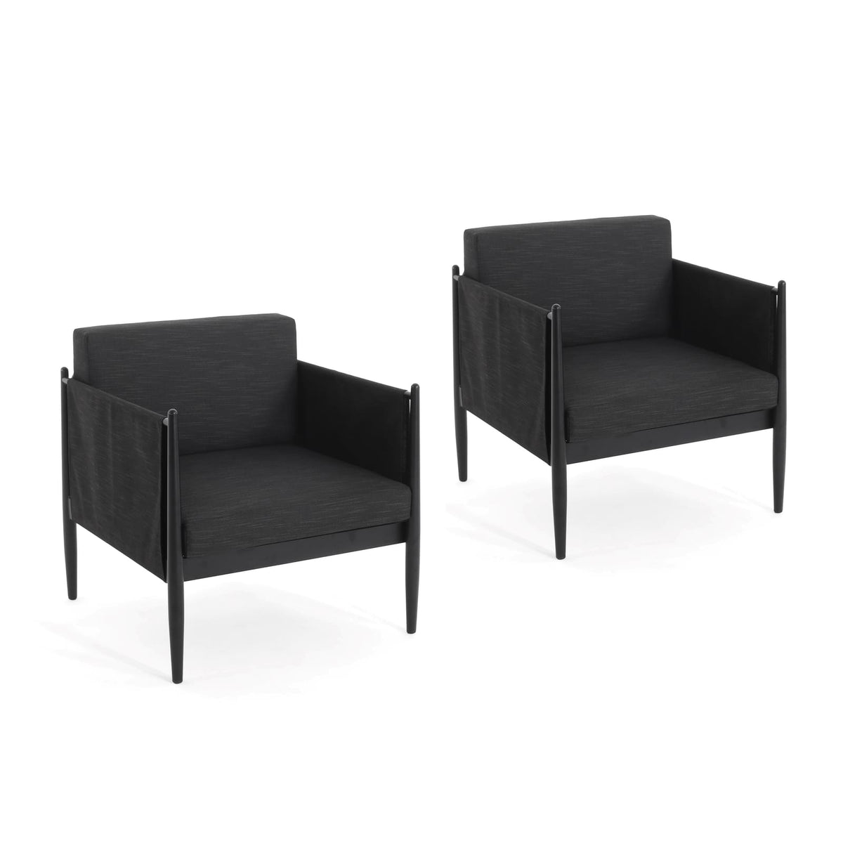 DAWSON Patio Club Chairs - Black Aluminum, 2-Piece Set