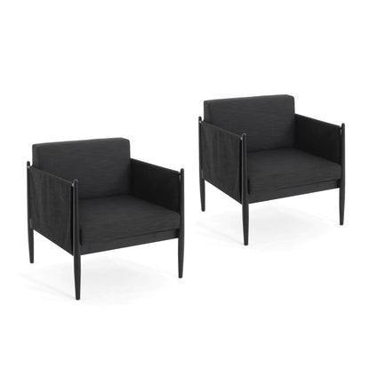 DAWSON Patio Club Chairs - Black Aluminum, 2-Piece Set