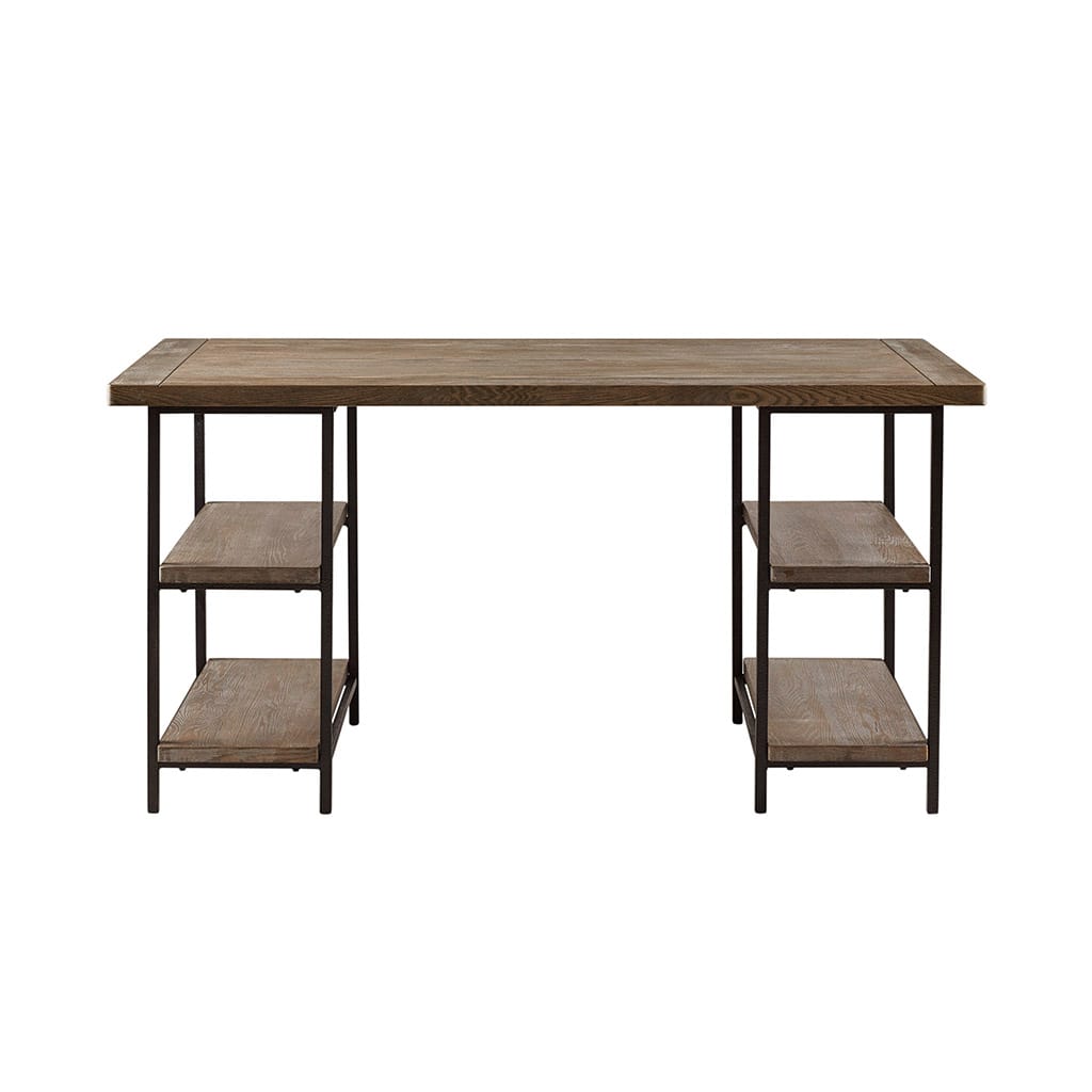 Grey Wood Desk - 60" W Work From Home Storage